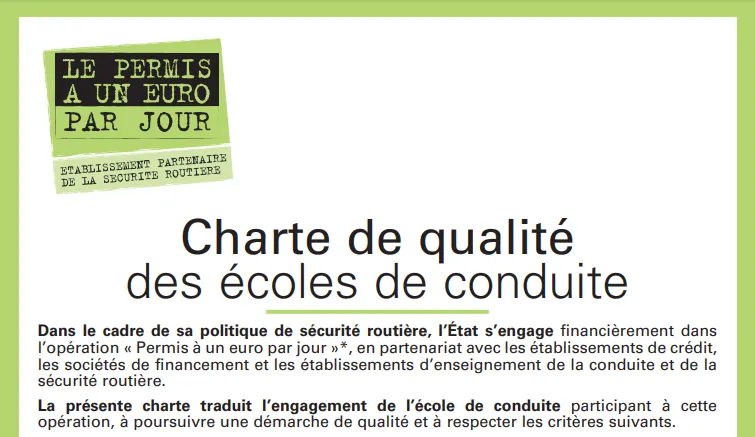 Chartre de qualité pour le permis à 1€ par jour, Bergues, Auto-école Starter